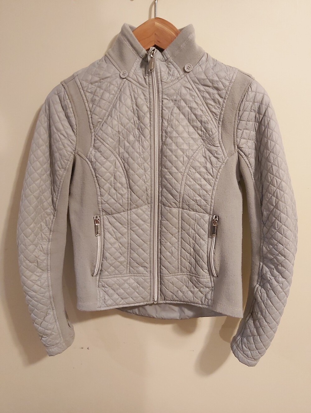 BCBGeneration Light Gray Quilted Bomber Jacket
